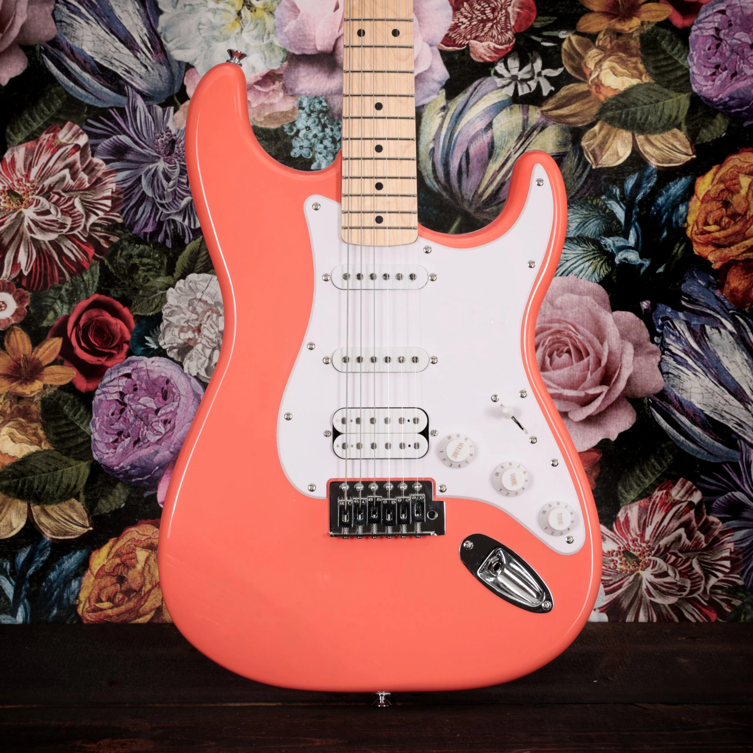 Squier Sonic Stratocaster HSS Electric Guitar In Tahitian Coral 5 Squier Sonic Stratocaster HSS Electric Guitar In Tahitian Coral - Image 5