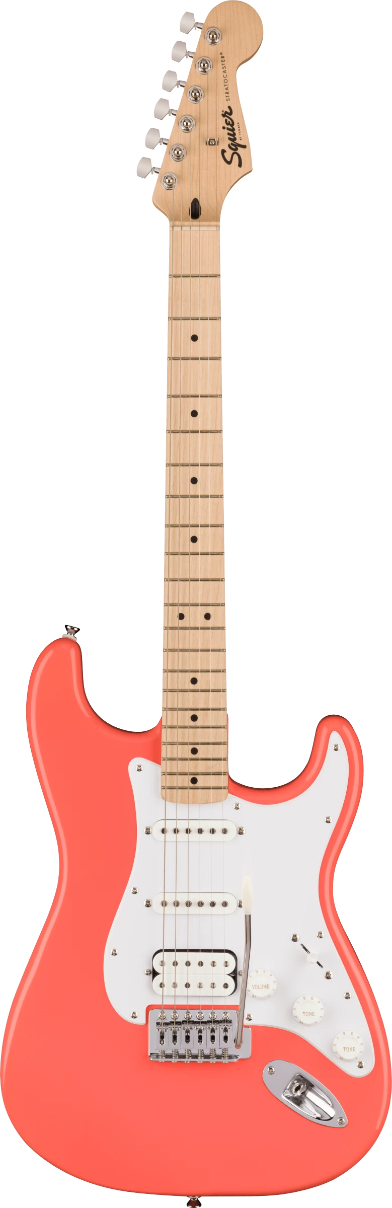Squier Sonic Stratocaster HSS Electric Guitar In Tahitian Coral 2 Squier Sonic Stratocaster HSS Electric Guitar In Tahitian Coral - Image 2