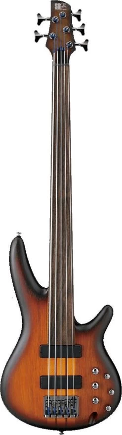 Ibanez SRF705 5 String Fretless Bass In Brown Burst Flat