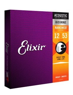Elixir Bronze Nanoweb - Light / 12-53 Acoustic Strings 7 Elixir Bronze Nanoweb - Light / 12-53 Acoustic Strings -Professional Guitar Store 158402 11052 SideView