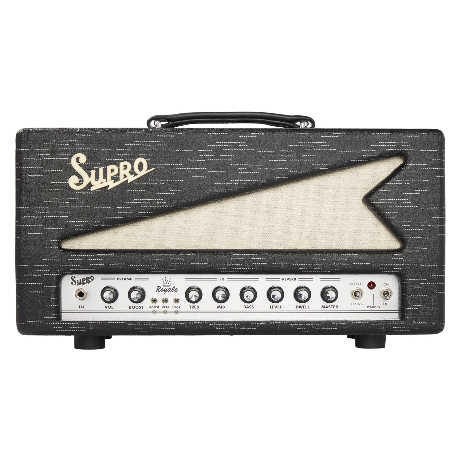 Supro Royale 50W Valve Amp Head In Black Scandia 1 Supro Royale 50W Valve Amp Head In Black Scandia