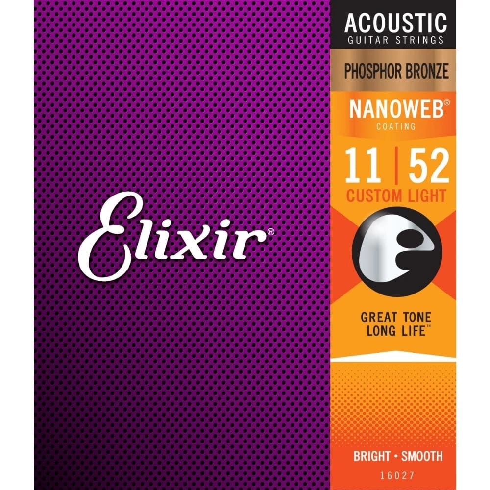 Elixir - Acoustic Nanoweb Phosphor Bronze Custom Light (11-52)