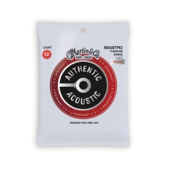 Martin Authentic Acoustic LifeSpan 2.0 Phosphor Bronze Strings Light 12 - 54: 3 Pack