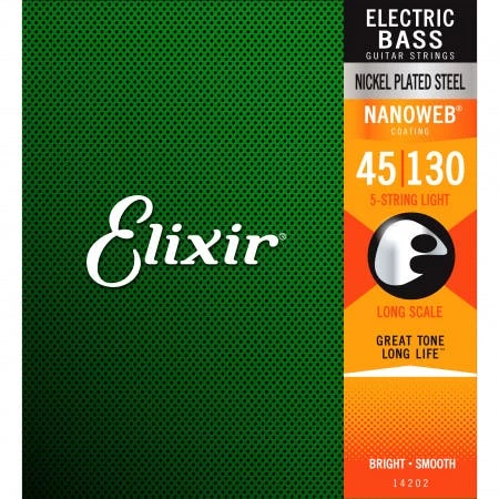 Elixir 45-105 + 130 5 String Bass Strings 1 Elixir 45-105 + 130 5 String Bass Strings