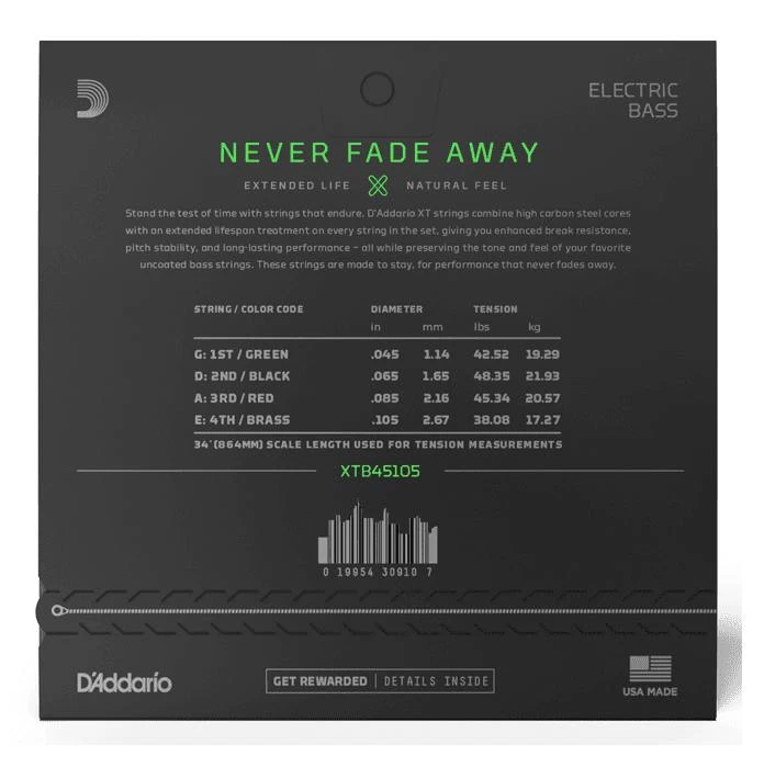 D'Addario XT Nickel Plated Steel Light Top Medium Bottom 45-105 Bass Strings 2 D'Addario XT Nickel Plated Steel Light Top Medium Bottom 45-105 Bass Strings - Image 2