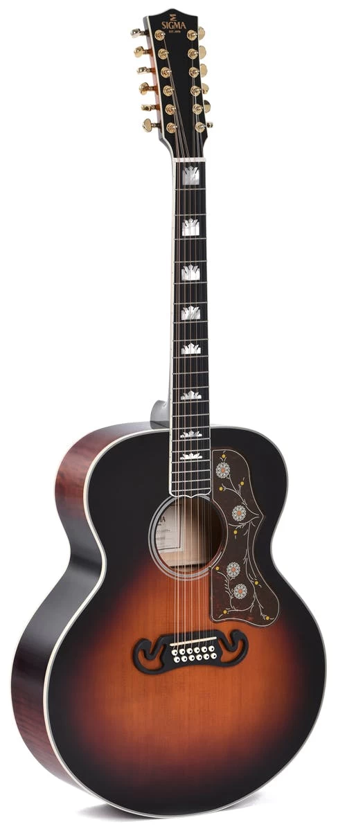 Sigma GJA12-SG200 12-String Electro Acoustic Guitar In Dark Vintage Sunburst 2 Sigma GJA12-SG200 12-String Electro Acoustic Guitar In Dark Vintage Sunburst - Image 2