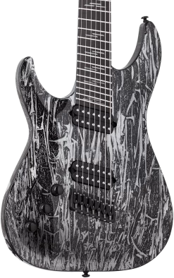 Schecter C-7 Multiscale Silver Mountain In Black/Silver Left Handed