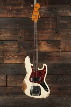 Fender Custom Shop 64 Jazz Bass Heavy Relic In Aged Olympic White -Professional Guitar Store 422754 R1047702028329