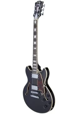 D'Angelico Premier Mini DC Semi-Hollow Electric Guitar In Black Flake 8 D'Angelico Premier Mini DC Semi-Hollow Electric Guitar In Black Flake -Professional Guitar Store 433568 Dangelico Premier Mini DC Double Cutaway Black Flake Angle