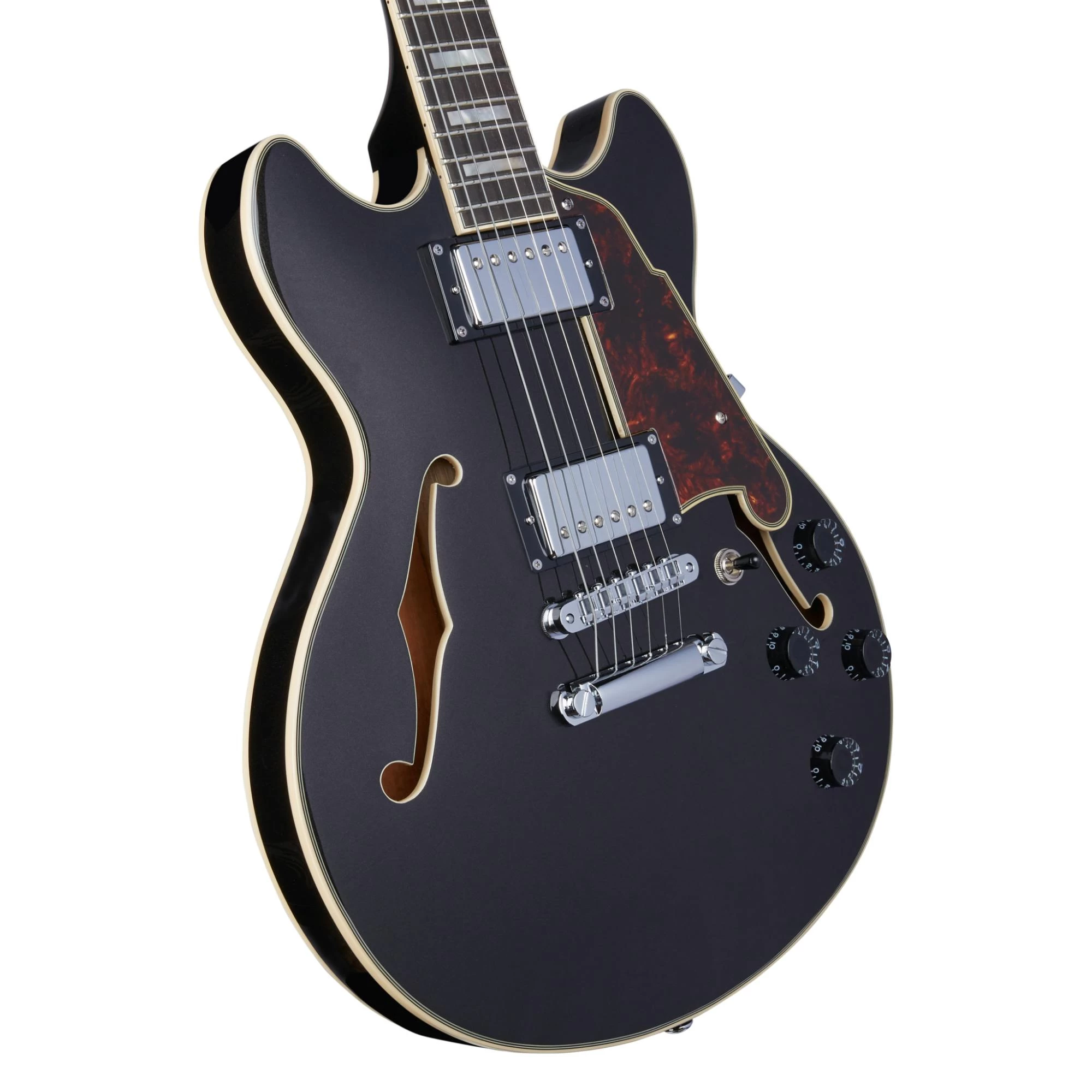D'Angelico Premier Mini DC Semi-Hollow Electric Guitar In Black Flake 5 D'Angelico Premier Mini DC Semi-Hollow Electric Guitar In Black Flake - Image 5