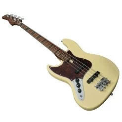 Sire Version 2 Marcus Miller V5 Alder Left-Handed 4-String Bass In Vintage White -Professional Guitar Store 440738 Sire Marcus Miller V5 Alder 4 String Vintage White Left Handed Angle