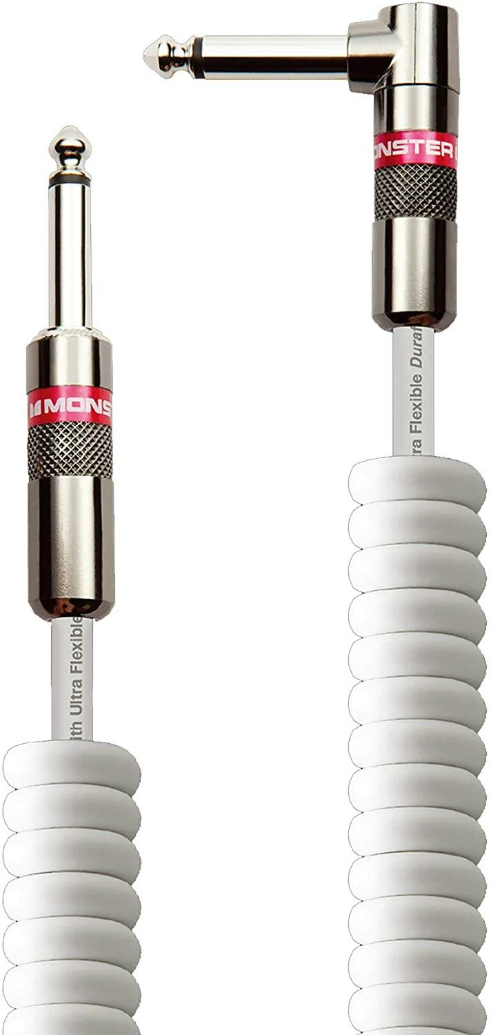 Monster Prolink Monster Classic 12 Ft Coiled Instrument Cable In White 1 Monster Prolink Monster Classic 12 Ft Coiled Instrument Cable In White