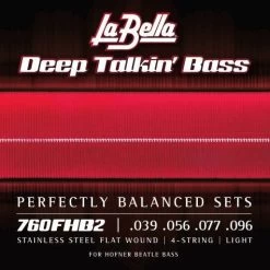 La Bella 760FHB2 Beatle Bass Stainless Steel Flat Wound Bass Strings - 39-96