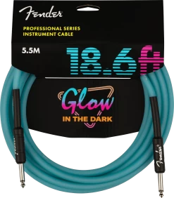 Fender Professional Glow In The Dark Cable In Blue 18.6ft