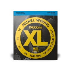 D'Addario EXL180 Nickel Wound Bass Guitar Strings, Extra Super Light, 35-95 , Long Scale