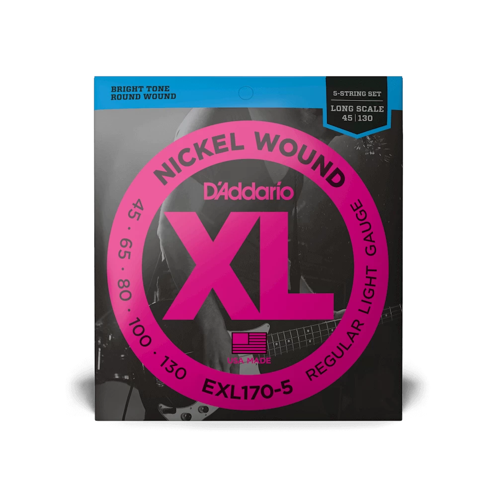 D'Addario Nickel Wound 45-130 5-String Long Scale Bass Guitar Strings - Light 1 D'Addario Nickel Wound 45-130 5-String Long Scale Bass Guitar Strings - Light