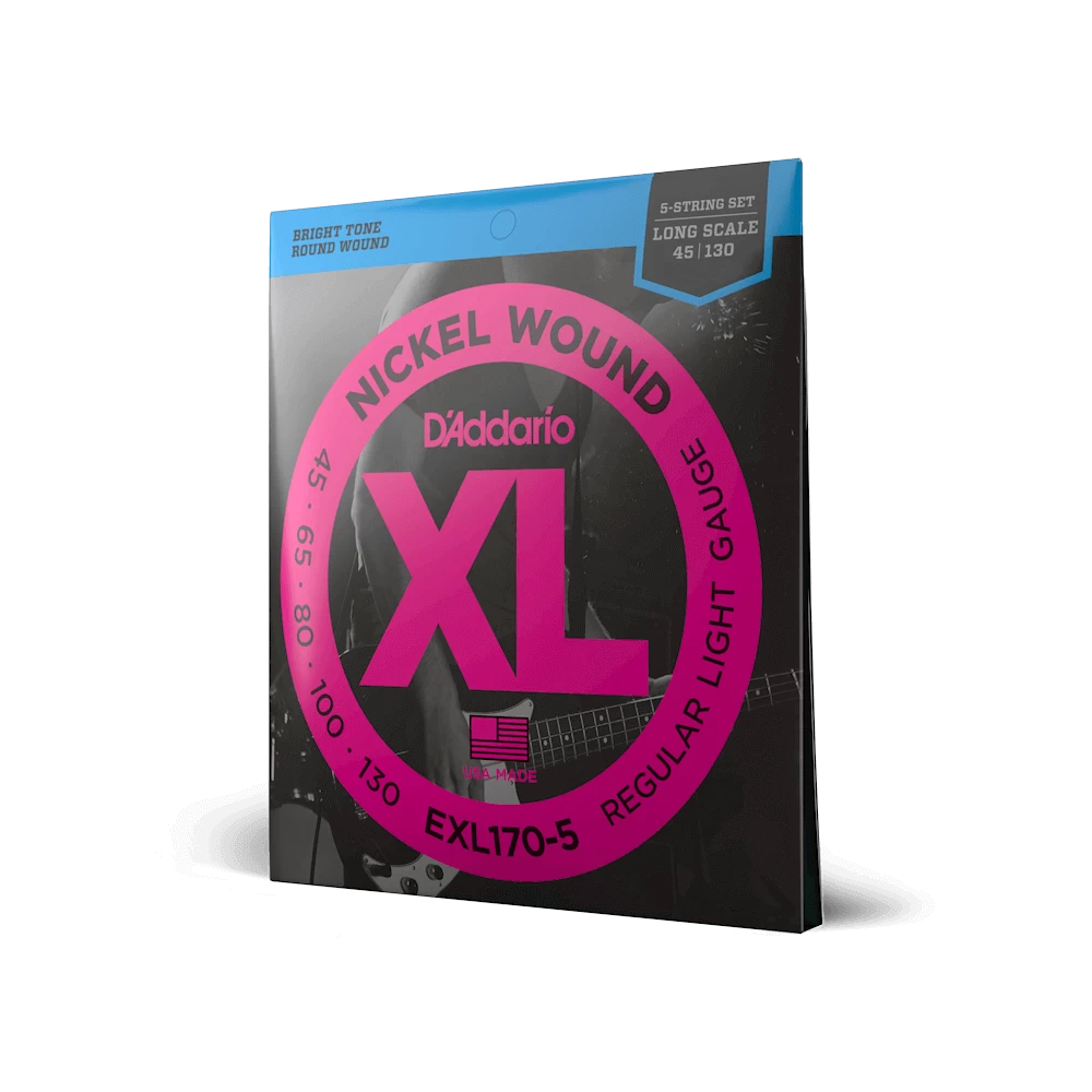D'Addario Nickel Wound 45-130 5-String Long Scale Bass Guitar Strings - Light 3 D'Addario Nickel Wound 45-130 5-String Long Scale Bass Guitar Strings - Light - Image 3