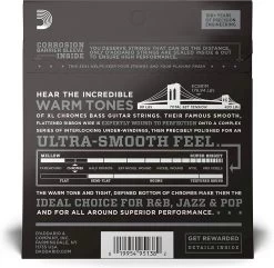 D'Addario ECB81M XL Chromes Regular Light (.045-.100) Medium Scale Electric Bass Guitar Strings -Professional Guitar Store 528225 1659343803490