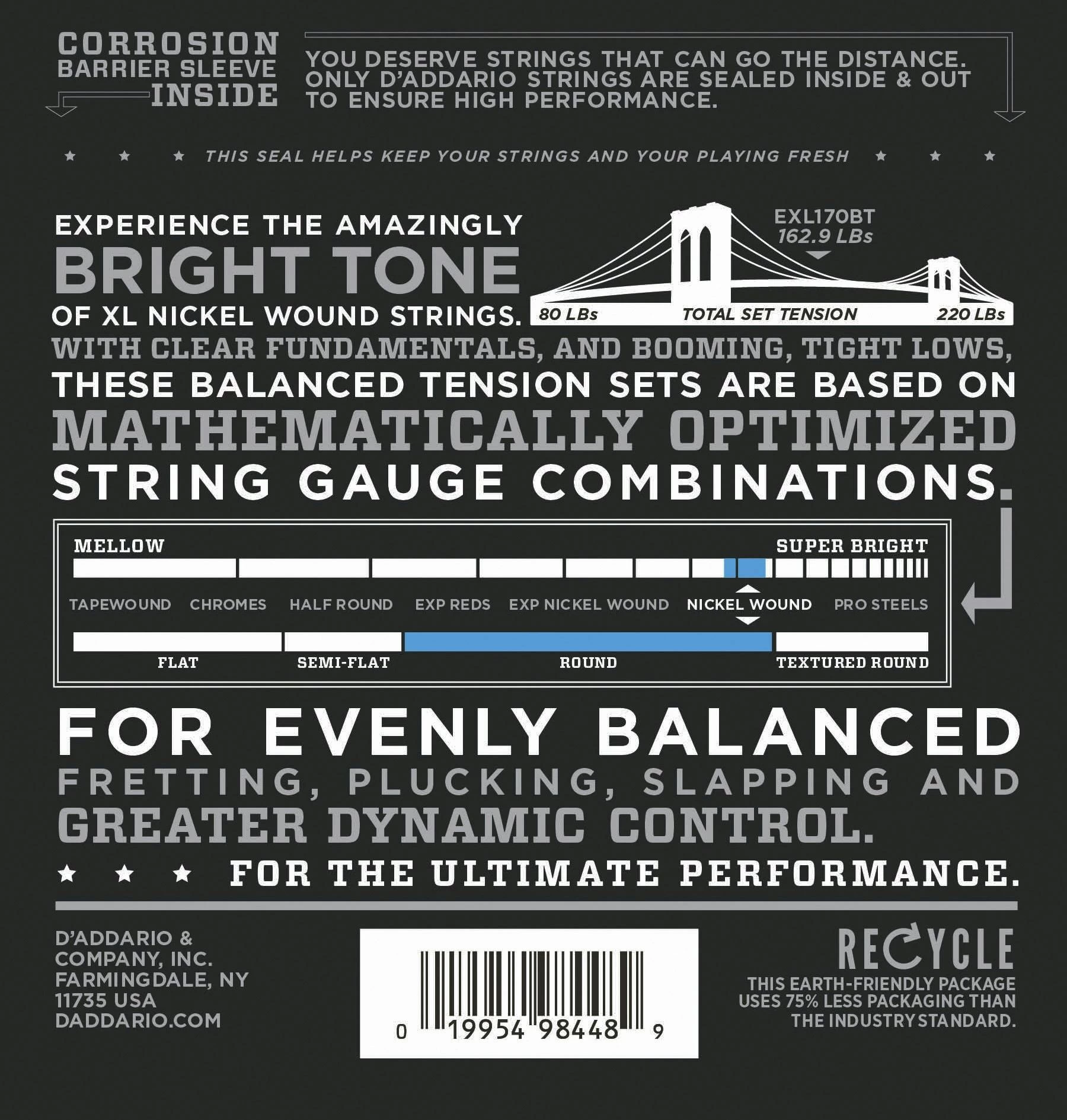 D'Addario EXL170BT 45-107 Nickel Wound Light Bass Strings 2 D'Addario EXL170BT 45-107 Nickel Wound Light Bass Strings - Image 2