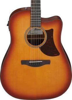 Ibanez AAD50CE-LBS Electro Acoustic Guitar In Light Brown Sunburst Low Gloss
