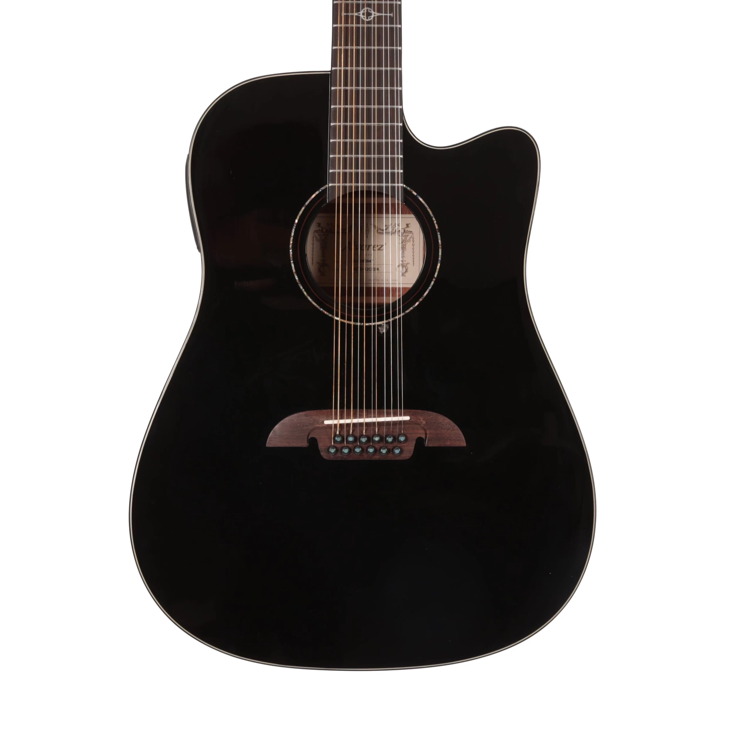 B Stock : Alvarez AD6012CEBK Artist Series Dreadnought 12-String Electro Acoustic Guitar In Gloss Black