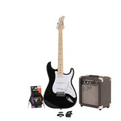 EastCoast ST1 Black Electric Guitar Starter Pack With 10W Amp & Accessories