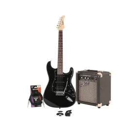 EastCoast ST2 HSS Black Metallic Electric Guitar Starter Pack With 10W Amp & Accessories