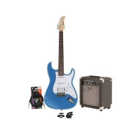 EastCoast ST2 HSS Ocean Metallic Electric Guitar Starter Pack With 10W Amp & Accessories
