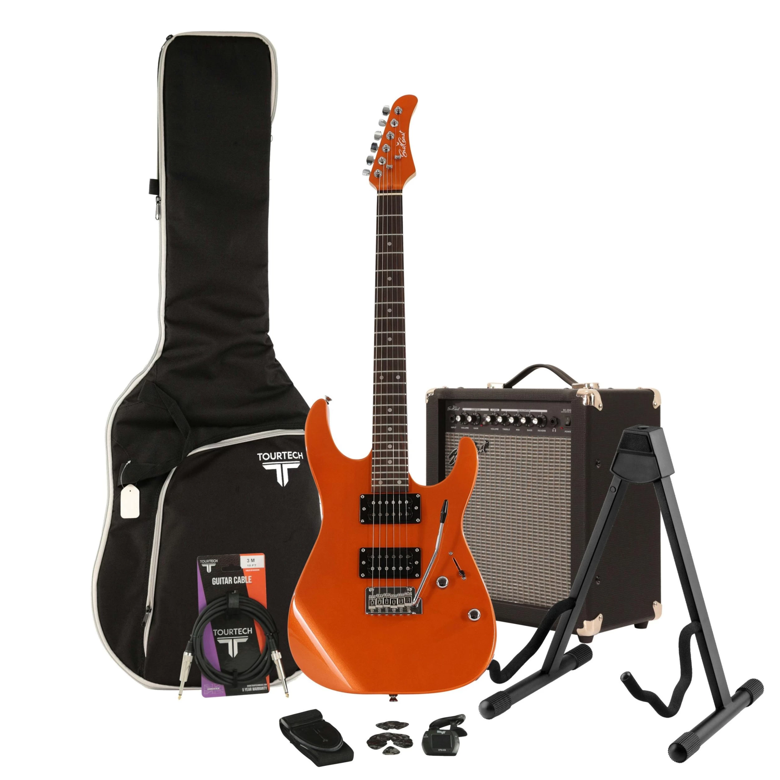 EastCoast HM1 Metallic Orange Electric Guitar Starter Pack With 35W Amp & Accessories 1 EastCoast HM1 Metallic Orange Electric Guitar Starter Pack With 35W Amp & Accessories