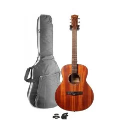 Eastcoast M1SM Solid Top Mini Travel Acoustic Starter Pack Mahogany With Accessories