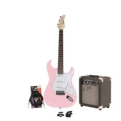 EastCoast ST1 Shell Pink Electric Guitar Starter Pack With 10W Amp & Accessories