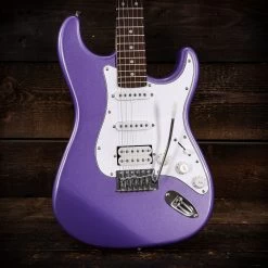 EastCoast ST2 HSS Purple Metallic Electric Guitar Starter Pack With 10W Amp & Accessories -Professional Guitar Store BUN EC ST2 MPP10 479495 Eastcoast ST2 HSS Electric Guitar in Purple Metallic Rosewood Fretboard wood background 1