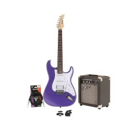 EastCoast ST2 HSS Purple Metallic Electric Guitar Starter Pack With 10W Amp & Accessories