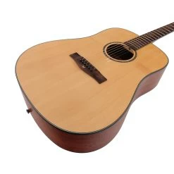 EastCoast D1S Dreadnought Acoustic Guitar With Solid Spruce Top In Natural -Professional Guitar Store EC D1S NTS EastCoast D1S Acoustic Guitar Angle
