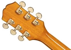 Epiphone Sheraton Semi-Hollow Left-Handed Electric Guitar In Natural -Professional Guitar Store EOSHNAGH1L Epiphone Sheraton Frequensator Natural Left Handed Headstock Back