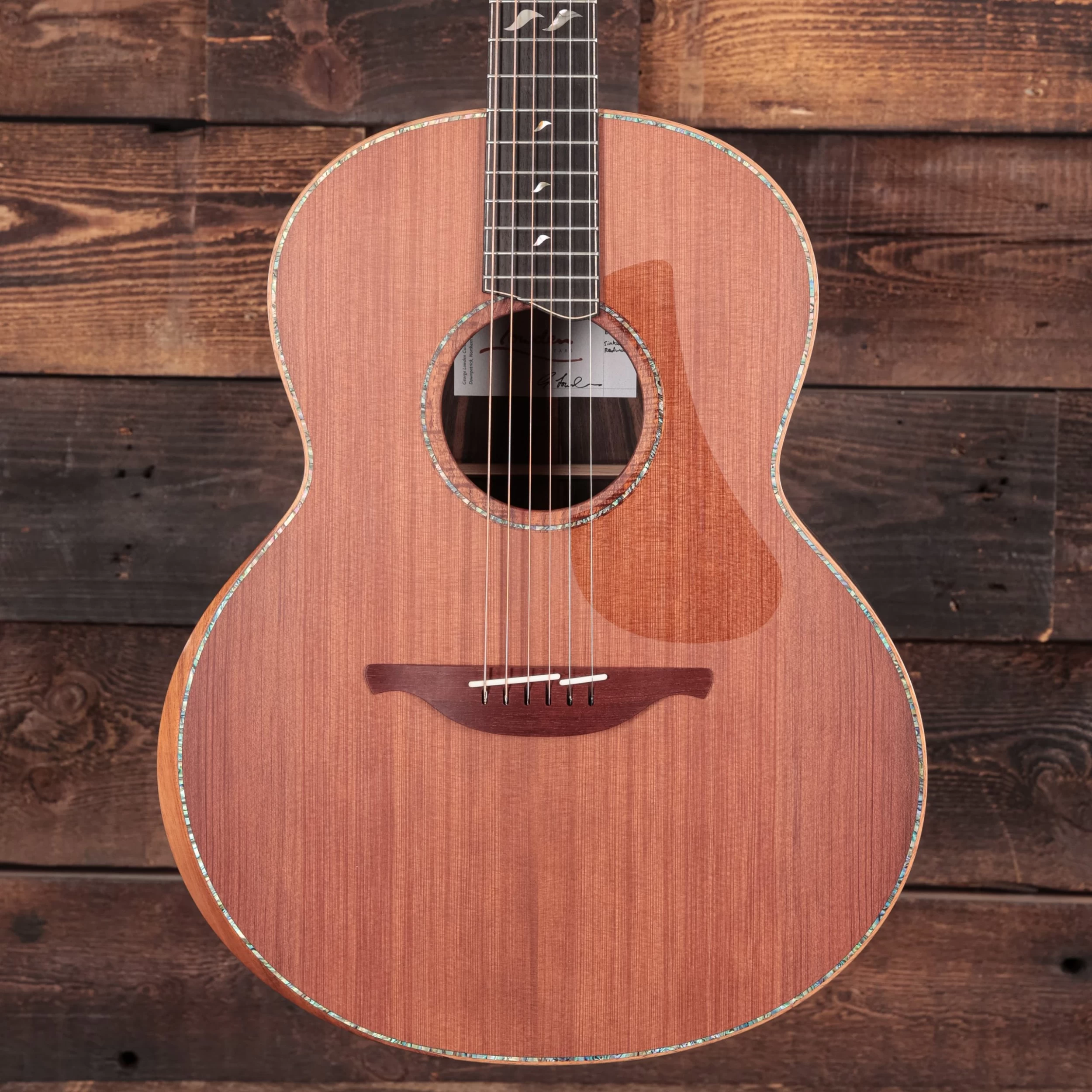Lowden F-50 Macassar Ebony And Sinker Redwood Bevel Leaf Inlays Acoustic Guitar 2 Lowden F-50 Macassar Ebony And Sinker Redwood Bevel Leaf Inlays Acoustic Guitar - Image 2