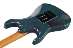 Ibanez MMN1-TAB Martin Miller Signature Electric Guitar In Transparent Aqua Blue -Professional Guitar Store MMN1 TAB Ibanez MMN1 TAB Martin Miller Body Angle Back