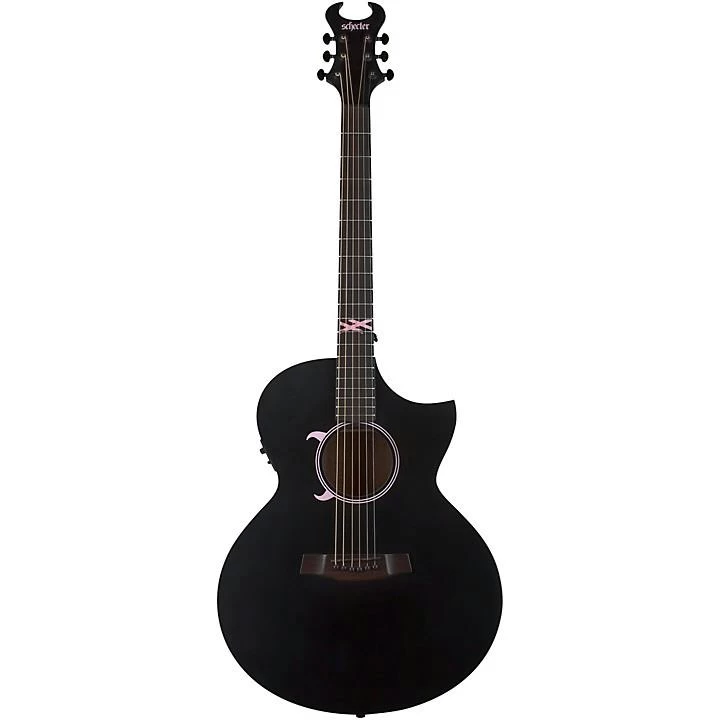 Schecter Machine Gun Kelly Signature Electro Acoustic Guitar In Satin Black 2 Schecter Machine Gun Kelly Signature Electro Acoustic Guitar In Satin Black - Image 2