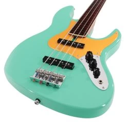 Sire Marcus Miller V5 24 Fret 4-String Fretless Bass Guitar In Mild Green -Professional Guitar Store SIREFL24V54MLG Sire V5 24 Fret 4 String Fretless Bass Guitar Mild Green Angle