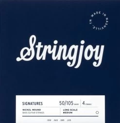 Stringjoy Long Scale (50-105) 4 String Nickel Wound Bass Guitar Strings