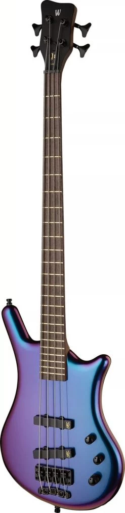 Warwick Special Edition GPS Thumb BO 4-String Bass Guitar In Custom Blue "Flip Flop" Colour-Shift Finish -Professional Guitar Store WAR0447 Warwick Custom Shop GPS Pro Thumb BO 4 String Bass Flip Flop Angle